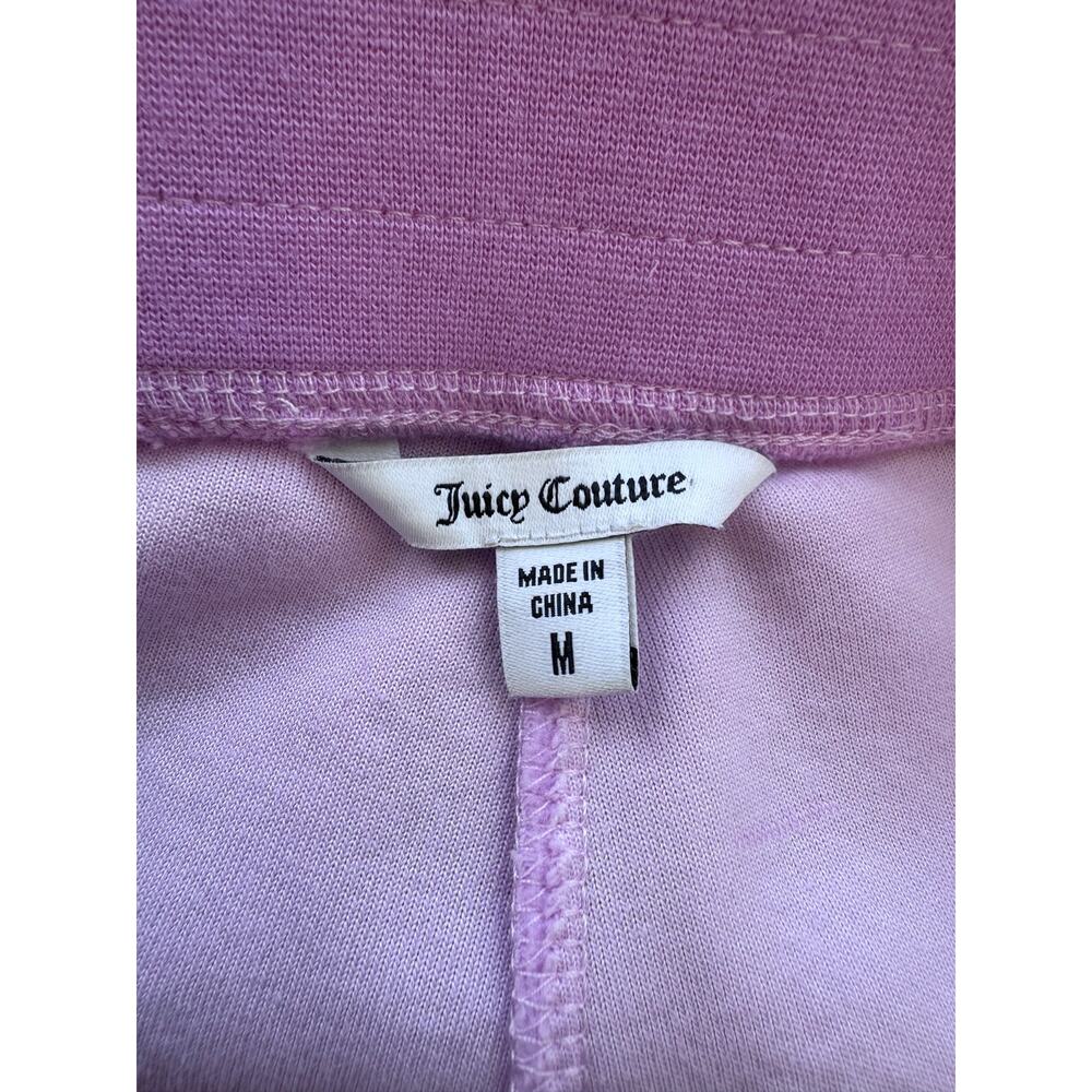 Juicy Couture Pink Velour Shorts Size M Rhinestone Logo Y2K Low Rise Lounge Wear - Picture 7 of 8